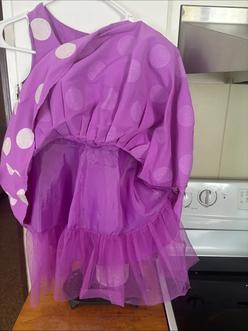 Justice Purple Polka Dot Floral Appliqué Party Dress